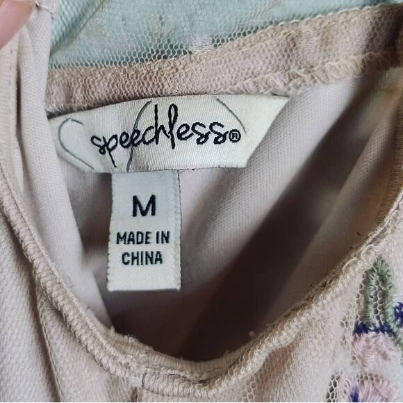 SPEECHLESS Girls M Beige Cream Purple Dress Floral Polka Dot Lace Sleeveless - Picture 7 of 10